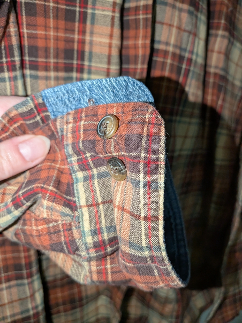 C. E. Schmidt Workwear Men's Plaid Flannel Button Down- Brown, Orange & Cream - Picture 2 of 7
